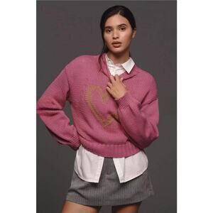 Maeve by Anthropologie The Pippa Mock-Neck Sweater Icon Heart Edition. Ret $118